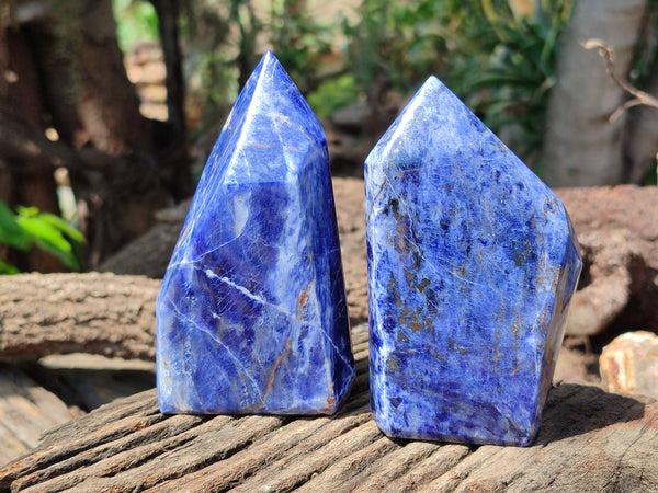 Polished Sodalite Points x 3 From Namibia