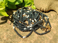 Polished Hematite and Freshwater Pearl Beaded Bracelet - Sold Per Item - From Southern Africa