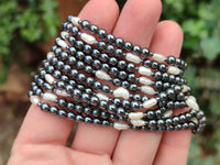 Polished Hematite and Freshwater Pearl Beaded Bracelet - Sold Per Item - From Southern Africa