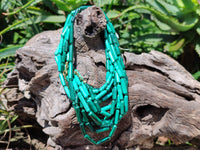 Polished Malachite Barrel Shaped Beaded Necklace - Sold Per Item- From Congo