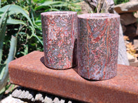 Polished Snakeskin Jasper Candle Holders x 2 From Australia