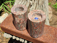 Polished Snakeskin Jasper Candle Holders x 2 From Australia