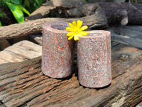 Polished Snakeskin Jasper Candle Holders x 2 From Australia