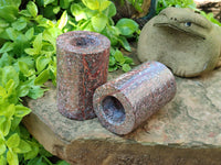 Polished Snakeskin Jasper Candle Holders x 2 From Australia