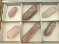 Polished Double Terminated Rose Quartz Points x 6 From Ambatondrazaka, Madagascar