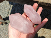 Polished Double Terminated Rose Quartz Points x 6 From Ambatondrazaka, Madagascar