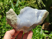 Natural Blue Lace Agate Geode Specimens x 3 From Malawi