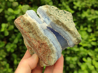 Natural Blue Lace Agate Geode Specimens x 3 From Malawi