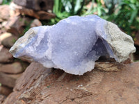 Natural Blue Lace Agate Geode Specimens x 3 From Malawi