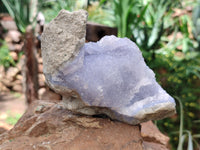 Natural Blue Lace Agate Geode Specimens x 3 From Malawi