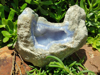 Natural Blue Lace Agate Geode Specimens x 3 From Malawi