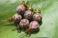 Polished Pair of Snakeskin Rhyolite Jasper Stud Earrings - sold per Pair - From Australia