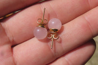 Polished Pair of Rose Quartz Stud Earrings - sold per Pair - From South Africa