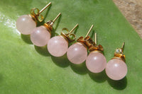 Polished Pair of Rose Quartz Stud Earrings - sold per Pair - From South Africa