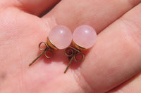 Polished Pair of Rose Quartz Stud Earrings - sold per Pair - From South Africa