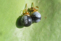 Polished Pair of Snowflake Obsidian Stud Earrings - sold per Pair - From Mexico