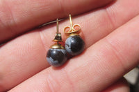 Polished Pair of Snowflake Obsidian Stud Earrings - sold per Pair - From Mexico