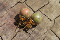 Polished Pair of Unakite Stud Earrings - Sold per Pair - From South Africa