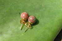 Polished Pair of Unakite Stud Earrings - Sold per Pair - From South Africa