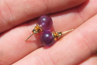 Polished Pair of Gemmy Amethyst Stud Earrings - sold per Pair - From Zambia