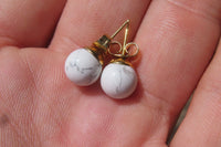 Polished Pair of Lightning Strike Magnesite - Howlite Stud Earrings - Sold per Pair - From Zimbabwe