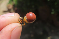 Polished Pair of Copper Sunstone Stud Earrings - sold per Pair - From India