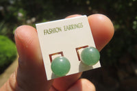 Polished Pair of Aventurine Stud Earrings - Sold per Pair - From Zimbabwe