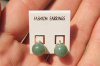 Polished Pair of Aventurine Stud Earrings - Sold per Pair - From Zimbabwe