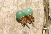 Polished Pair of Aventurine Stud Earrings - Sold per Pair - From Zimbabwe