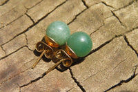 Polished Pair of Aventurine Stud Earrings - Sold per Pair - From Zimbabwe