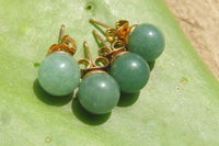 Polished Pair of Aventurine Stud Earrings - Sold per Pair - From Zimbabwe