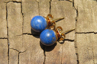 Polished Pair of Lapis Lazuli Stud Earrings - Sold Per Pair - From Afghanistan