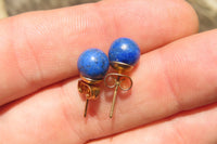 Polished Pair of Lapis Lazuli Stud Earrings - Sold Per Pair - From Afghanistan