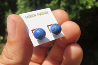 Polished Pair of Lapis Lazuli Stud Earrings - Sold Per Pair - From Afghanistan