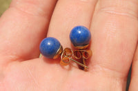 Polished Pair of Lapis Lazuli Stud Earrings - Sold Per Pair - From Afghanistan