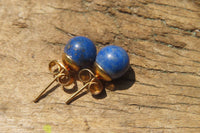 Polished Pair of Lapis Lazuli Stud Earrings - Sold Per Pair - From Afghanistan