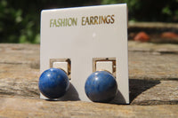 Polished Pair of Lapis Lazuli Stud Earrings - Sold Per Pair - From Afghanistan