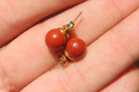 Polished Pair of Red Jasper Stud Earrings - Sold per Pair - From South Africa