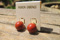 Polished Pair of Red Jasper Stud Earrings - Sold per Pair - From South Africa