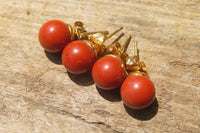 Polished Pair of Red Jasper Stud Earrings - Sold per Pair - From South Africa