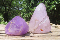 Polished Window Amethyst Quartz Crystals x 2 From Akansobe, Madagascar