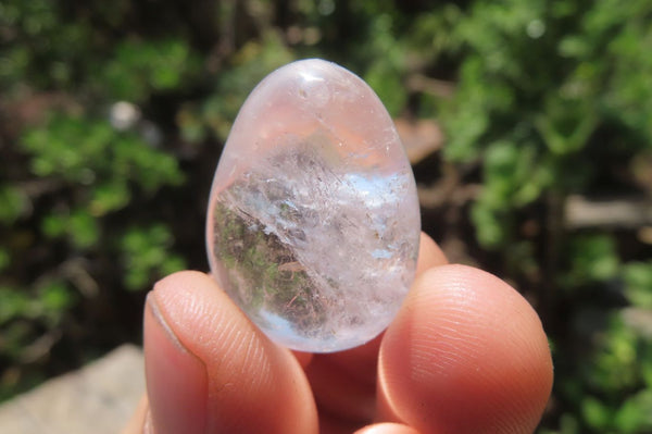 Polished Girasol Pearl Quartz Gemstone Eggs x 20 From Madagascar