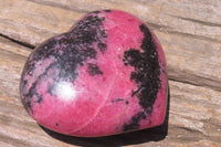 Polished Rhodonite Gemstone Hearts x 2 From Madagascar