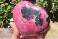 Polished Rhodonite Gemstone Hearts x 2 From Madagascar