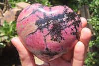 Polished Rhodonite Gemstone Hearts x 2 From Madagascar