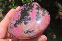 Polished Rhodonite Gemstone Hearts x 2 From Madagascar