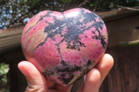 Polished Rhodonite Gemstone Hearts x 2 From Madagascar