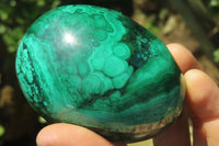 Polished Flower Banded Malachite Gemstone Eggs x 3 From Congo