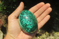 Polished Flower Banded Malachite Gemstone Eggs x 3 From Congo