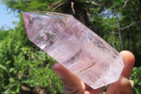 Polished Window Amethyst Quartz Crystals x 3 From Akansobe, Madagascar